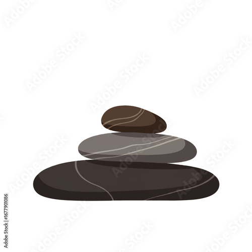 Stacked zen stones with unique stripe patterns and smooth rounded shapes