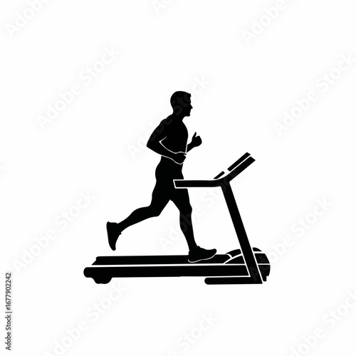 Black silhouette of a man running on a treadmill 1.