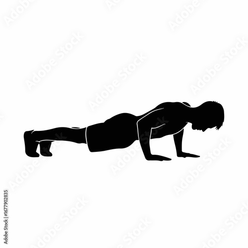 Silhouette of a man performing a pushup exercise.