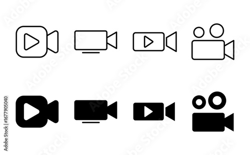 Video icon set. video camera icon vector. movie sign. cinema