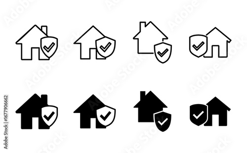 House insurance icon set. house protection icon.