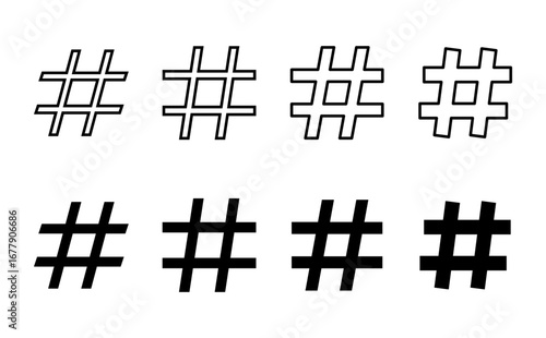 Hashtag icon set. hashtag symbol
