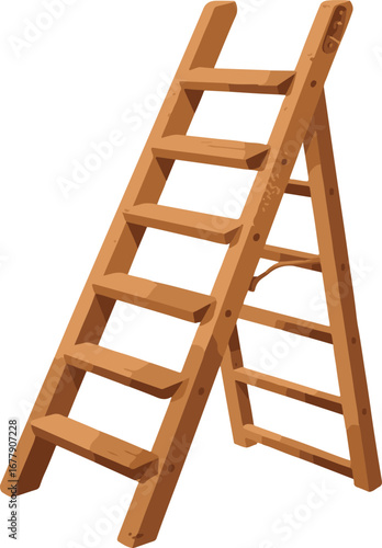 wooden ladder isolated on white