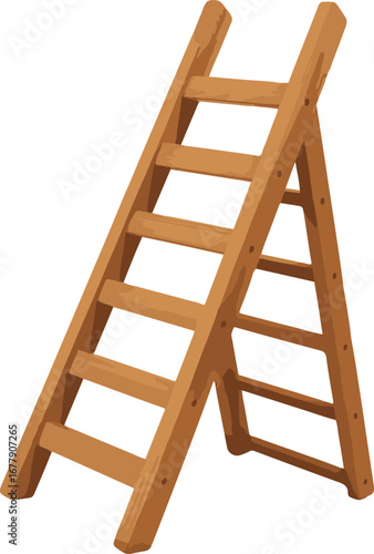 wooden ladder isolated on white