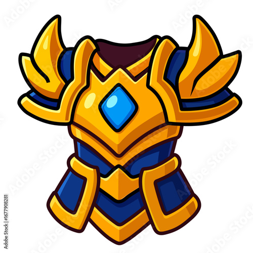 Golden Paladin Armor Icon – Cartoon Fantasy RPG Chestplate