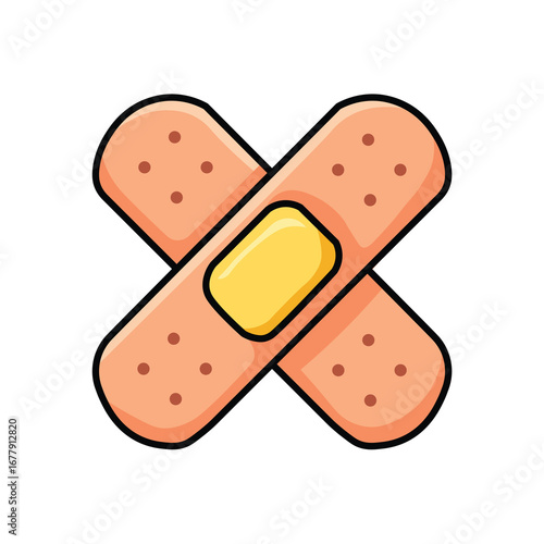 Illustration Vector Graphic Cartoon of a First Aid Plaster Cross