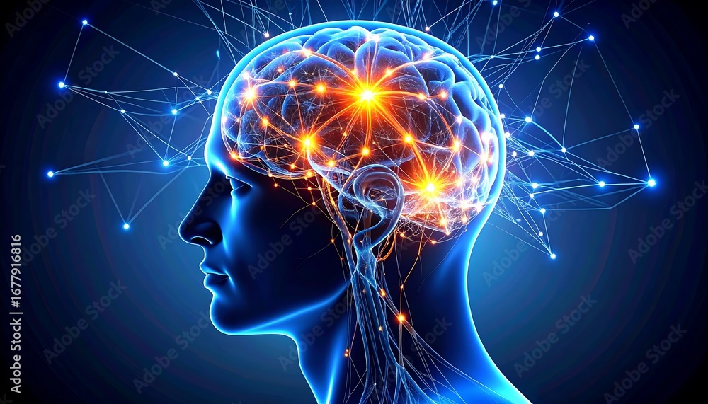 Obraz premium illustration of the human brain working