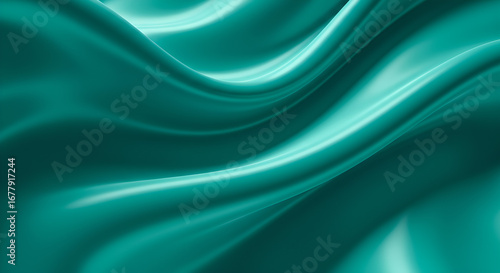 Wallpaper Mural Abstract Smooth Wavy Teal Fabric or Liquid Background with Dynamic Light Torontodigital.ca
