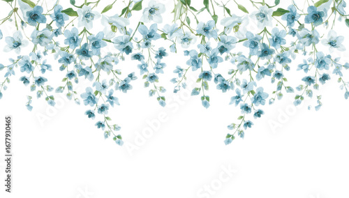 Elegant Watercolor Blue Floral Border Design