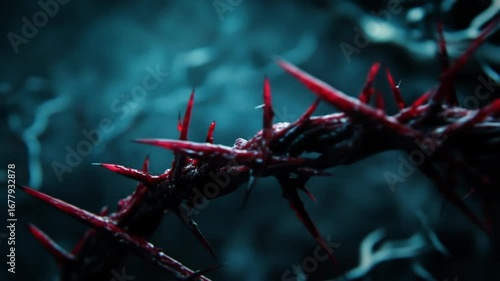 Closeup thorny plant branch