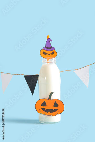 Bottle of milk, flags and p...