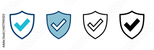 Shield check mark icon vector isolated on white background. Protection approve sign. Safe icon vector