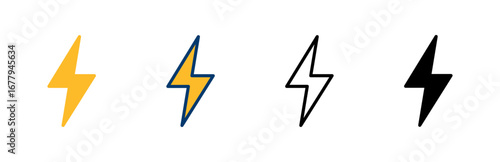 Lightning icon vector isolated on white background. Bolt icon vector. Energy and thunder electric icon
