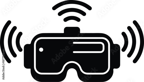 Flat design illustration of virtual reality goggles with Wi-Fi signal on white background