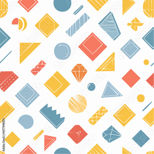 Seamless primitive geometric patterns for tissue and postcards. trendy geometric elements. hipsters modern color background. vector illustration
4