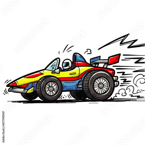 Cartoon Race Car Illustration for Children s Books and Animated Content