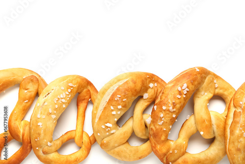 Soft pretzels on white back...