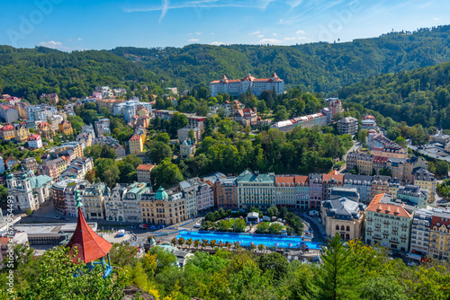 Bilde på lerret Aerial view of Karlovy Vary in Czech republic