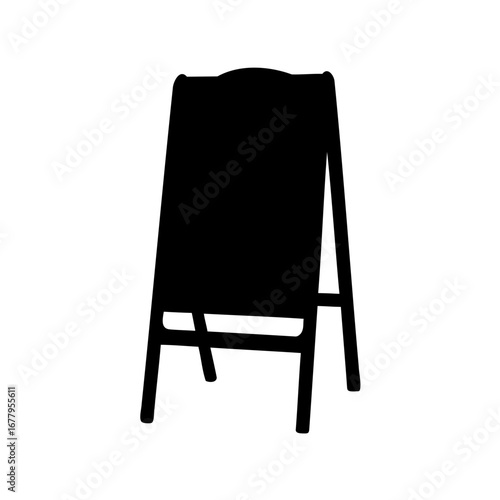 Isolated black silhouette of a sandwich board sign for sidewalk advertising, marketing
