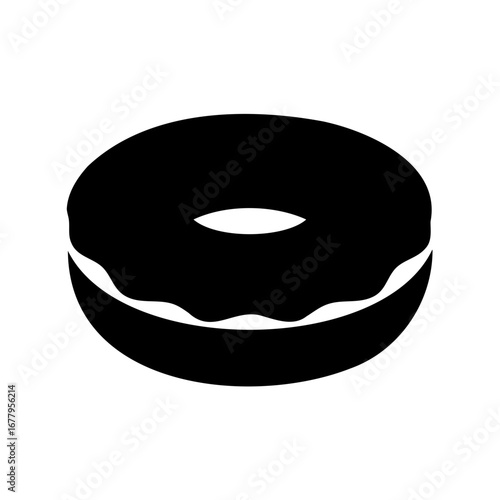 Minimalist donut silhouette on white background, a simple and tasty treat