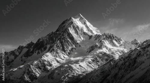 Snowy mountain peak, dramatic light (2)