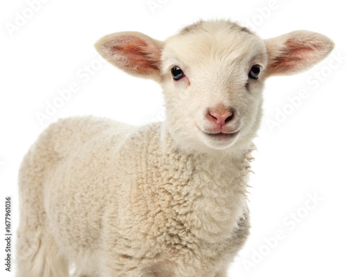 white baby sheep and lamb isolated, cut-out 