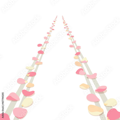 Pathway of Rose Petals Romantic Wedding Aisle Decoration on White Background Vector Illustration