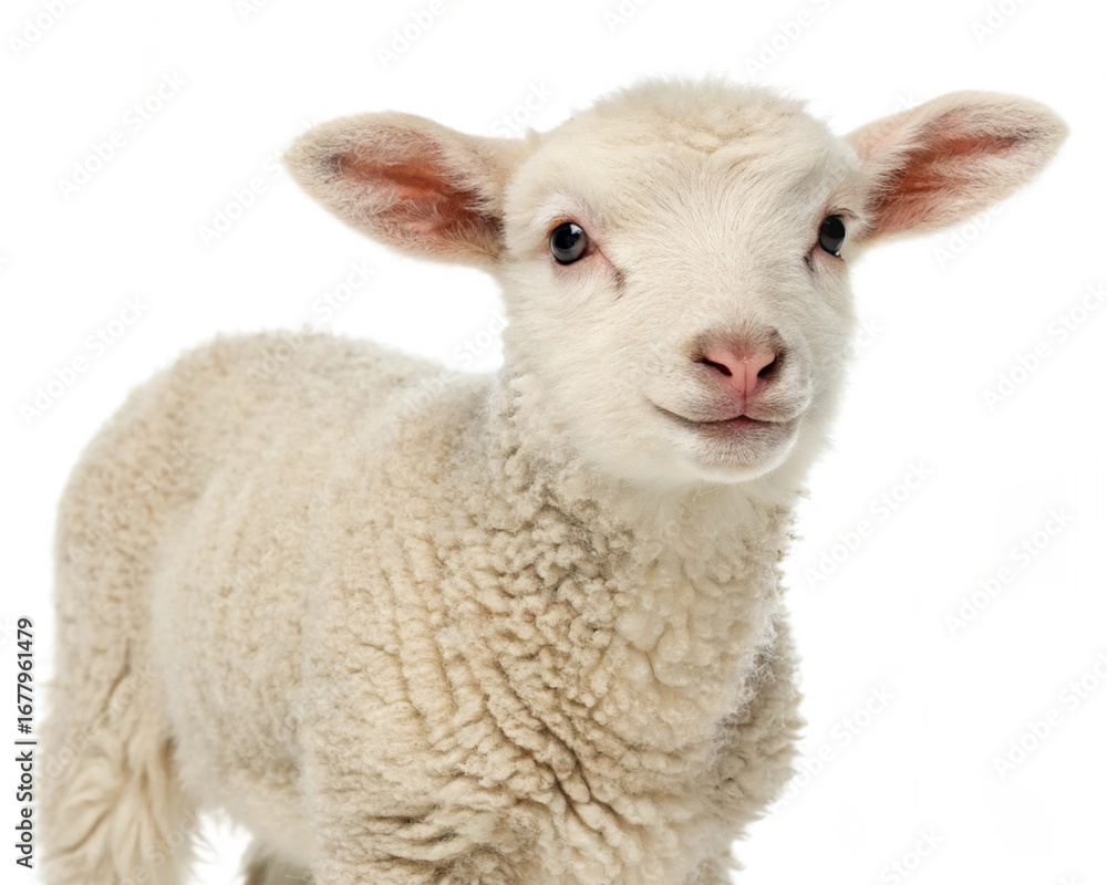 Fototapeta premium white baby sheep and lamb isolated, cut-out 