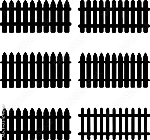 set of fence  silhouette vector illustration