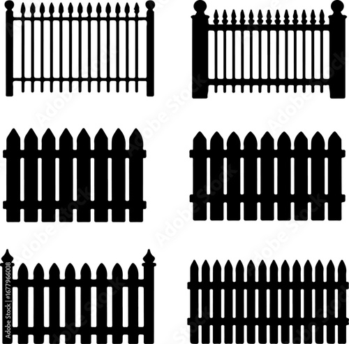 set of fence  silhouette vector illustration