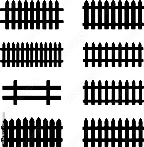 set of fence  silhouette vector illustration