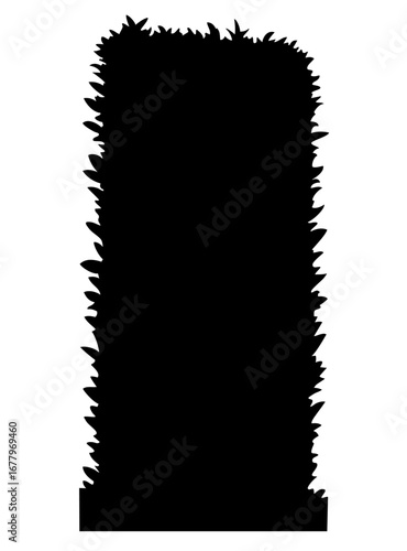 Trimmed Vertical Garden Hedge Silhouette — Clipped Bush Block. foliage border elements. plant wall silhouette. clipped hedge structure. landscaping bush outline. leafy garden divider. natural fence fo