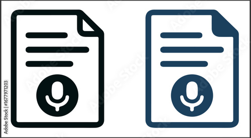 Minimal Voice Document Icon – Microphone with Text Paper for Audio Transcription, Speech-to-Text, and Smart Note-Taking Apps
