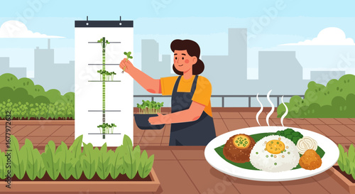 Rooftop gardening and urban agriculture promoting healthy eating habits
