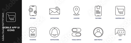 Mobile App UI Line Icon Set