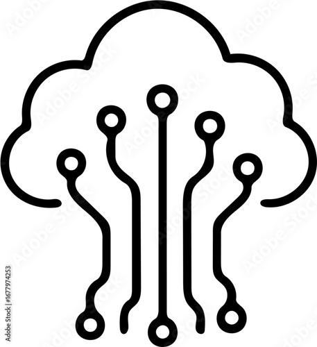 Minimal Cloud Computing Vector – Digital Data Network Technology Icon
