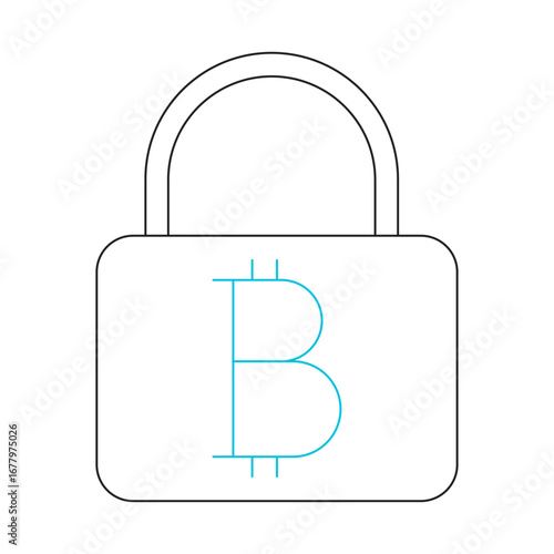 Bitcoin Security Line Icon of Cryptocurrency & Blockchain Icon Set