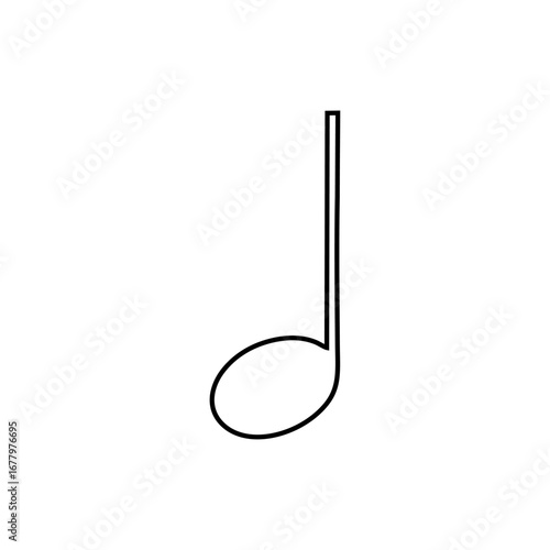 Simple Black Outline Quarter Note Musical Symbol Isolated