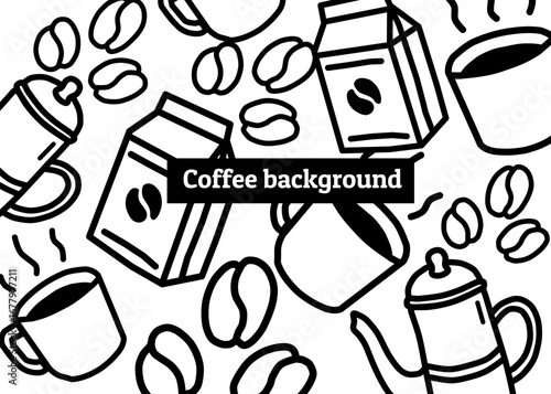 coffee shop illustration with white background, coffee packaging, menu illustration hand drawn print ads, coffee business, coffee shop