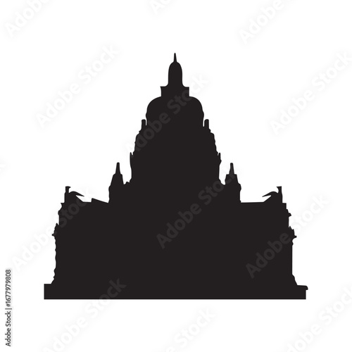 Prambanan Temple silhouette vector, famous Indonesian landmark icon

