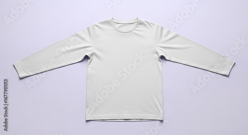 Long Sleeve Shirt Mockup White Flat Lay on Lavender Background