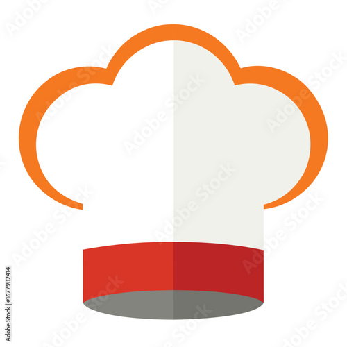 Flat Design Chef Hat with Orange and Red Accents on White Background cook hat toque blanche