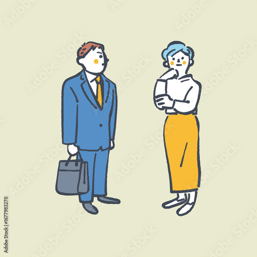 立ち話をする夫婦　ストックイラスト素材
