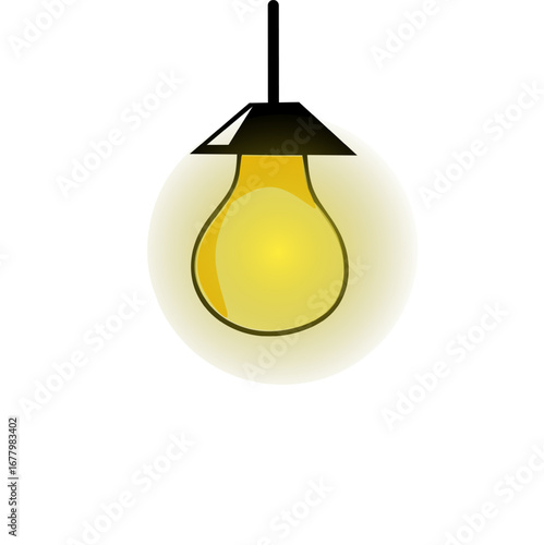 Vector illustration of lamp with light on