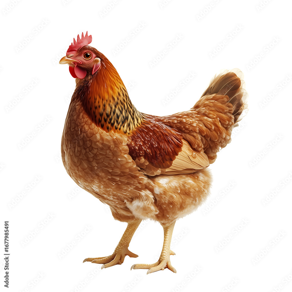 Fototapeta premium High-resolution image of a brown hen isolated on black background