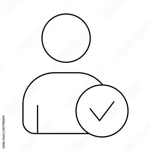 User with Checkmark Line Icon of Profile & User Avatar Icon Set