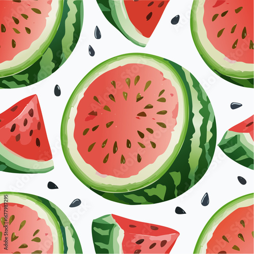 Watermelon illustration. seamless pattern design. vector
1