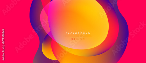 Abstract fluid shapes blend vibrant colors. Gradient transitions create dynamic visual impact. Text reads background design. Modern aesthetic.
