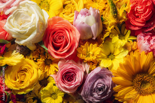 色とりどりの花々・華やかなフラワーバックグラウンド