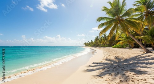 Wallpaper Mural Tropical beach with palm trees and turquoise water Torontodigital.ca